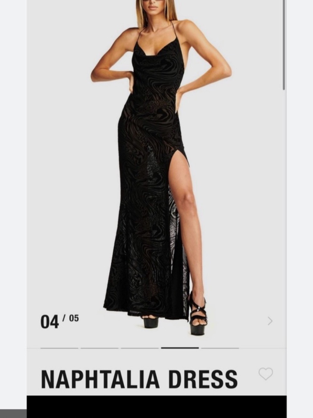Naphtalia Black Cowl-Neck Maxi Dress with Side Slit